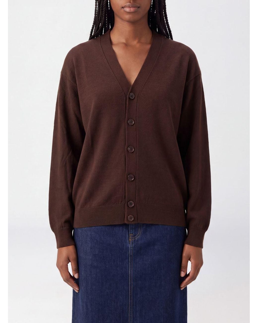 Lemaire Red Relaxed Fit Wool Blend V-Neck Cardigan With Buttons