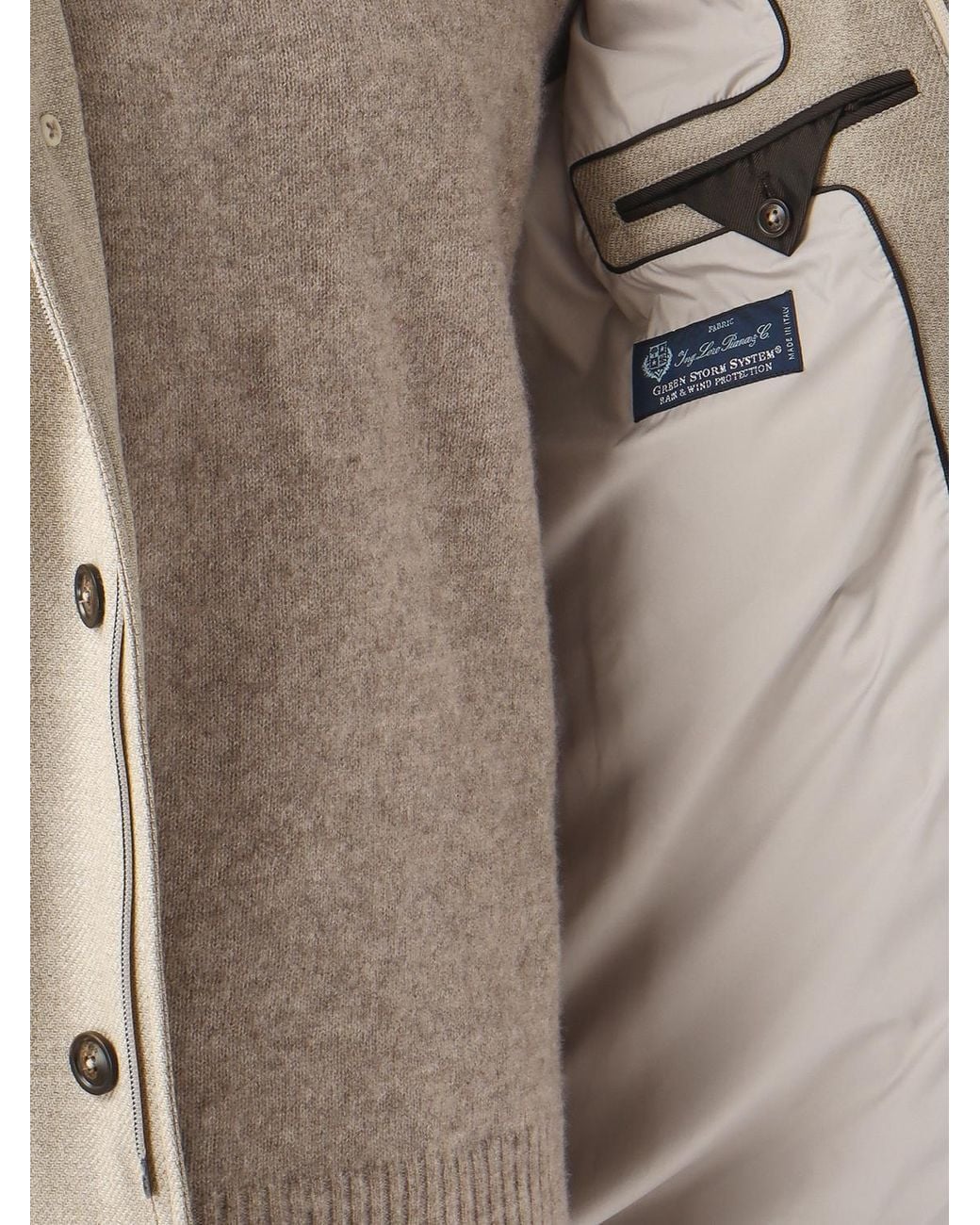 Herno Natural Single-Breasted Wool And Silk Coat With A Hood And High Neck for men