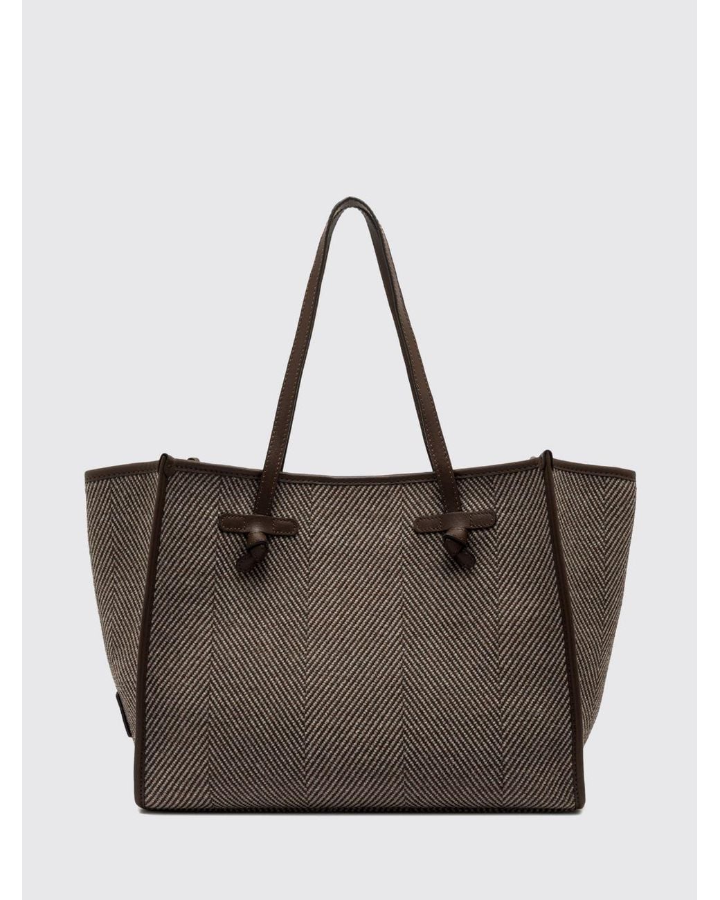 Gianni Chiarini Gray Marcella Chevron Wool Blend Shoulder Bag With Pouch
