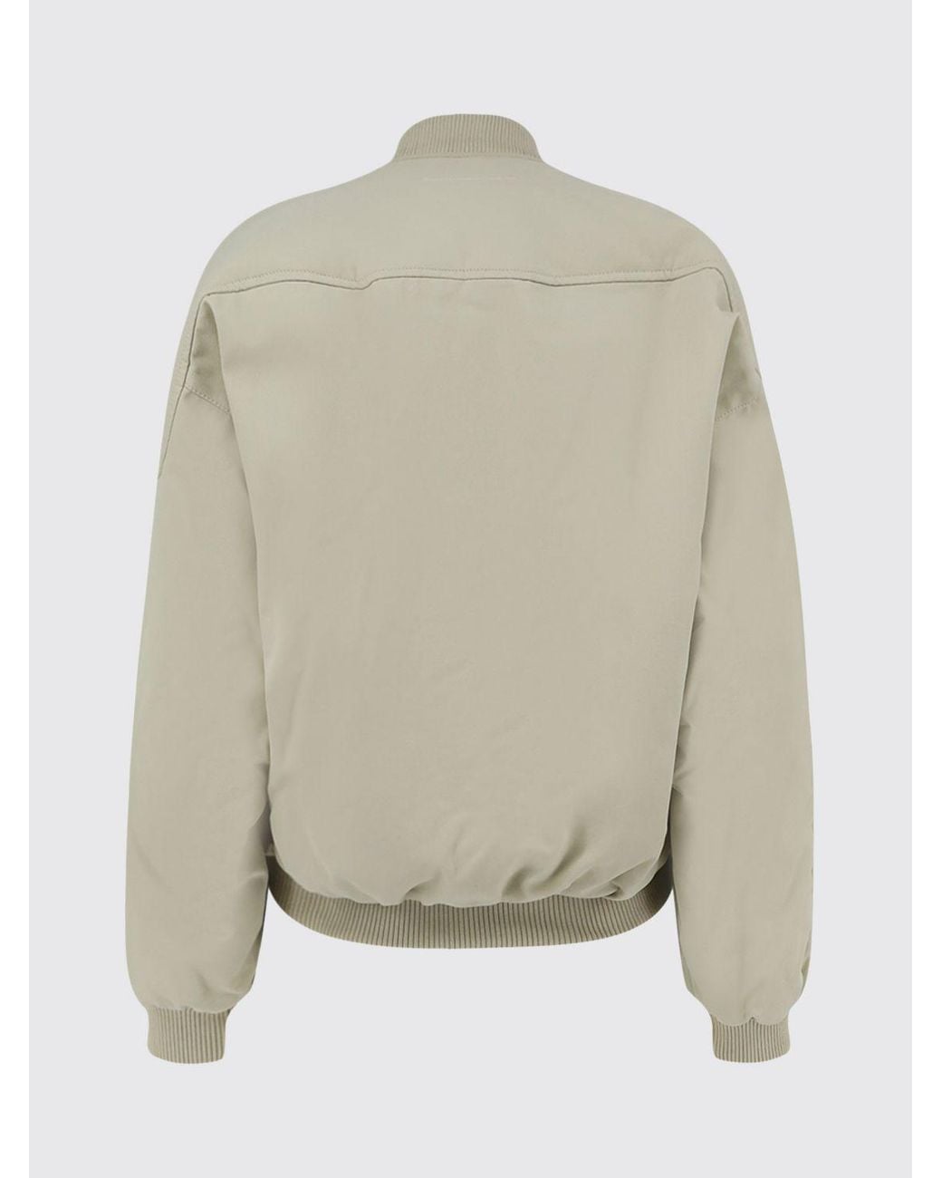 MM6 by Maison Margiela Natural Cropped Cotton Twill Bomber Jacket With Logo