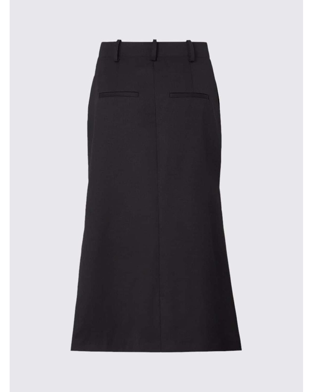 Fendi Black High-Waisted A-Line Midi Skirt