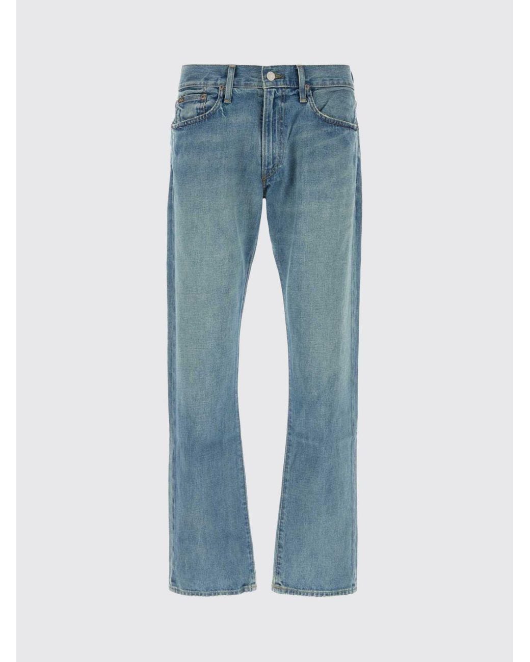 Polo Ralph Lauren Blue Straight Fit Cotton Denim Jeans With Embroidered Pony Logo for men