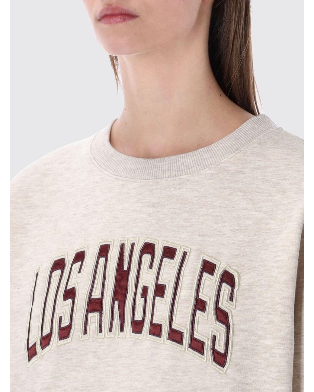 Anine Bing Natural Cotton Crewneck Sweatshirt With Logo