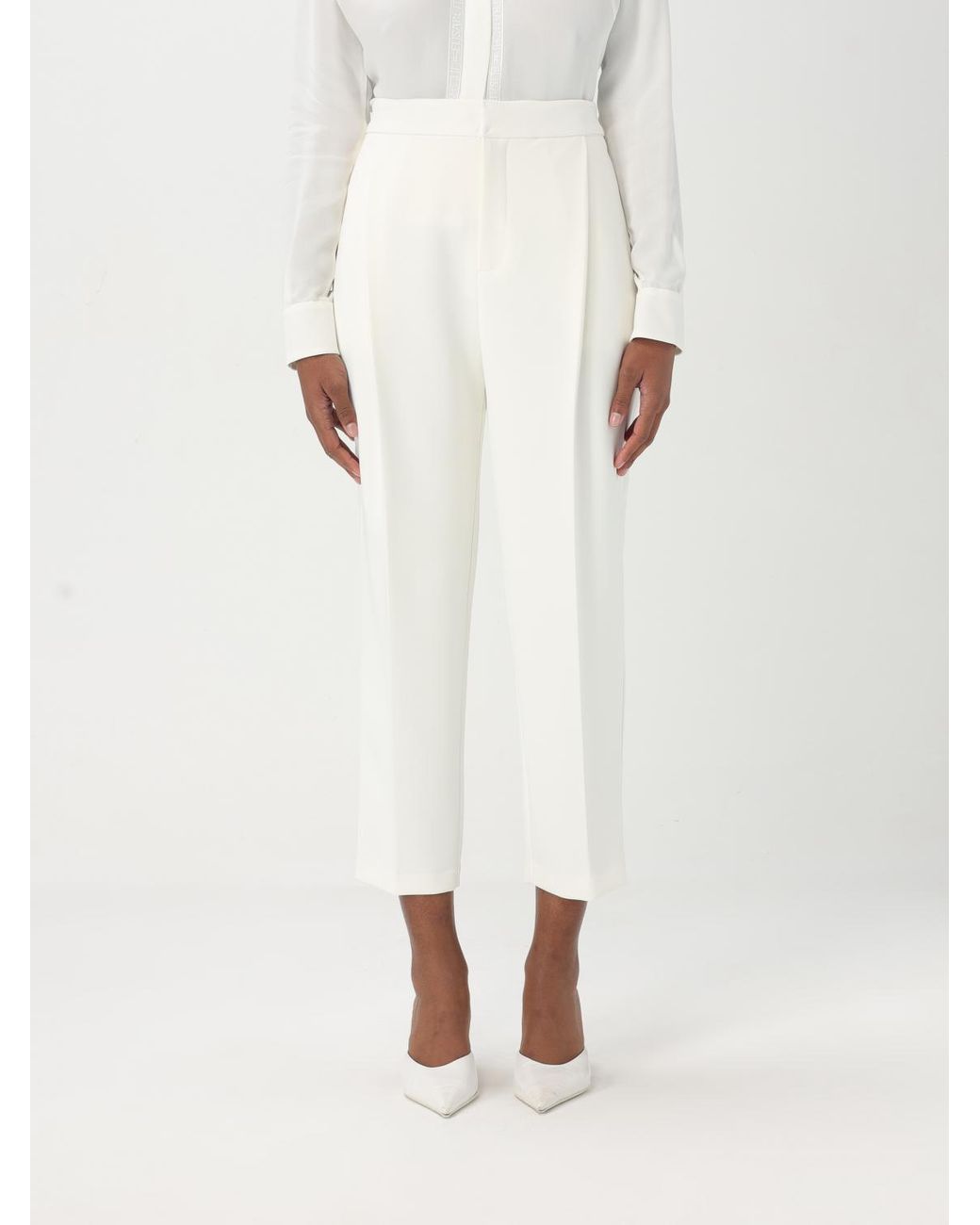 Elisabetta Franchi White Pleated Culottes Pants