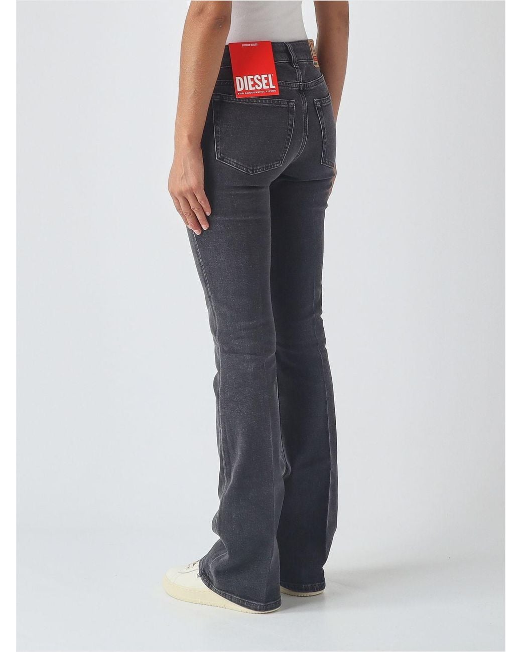 DIESEL Blue 1969 D-Ebbey High-Waisted Flared Cotton Denim Jeans