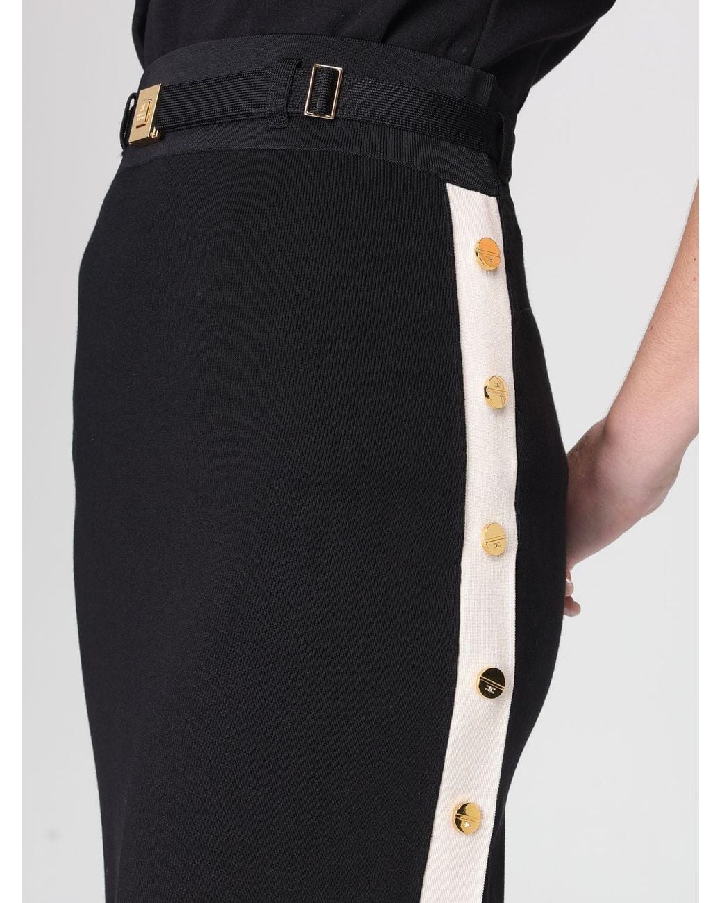 Elisabetta Franchi Black Viscose Pencil Skirt