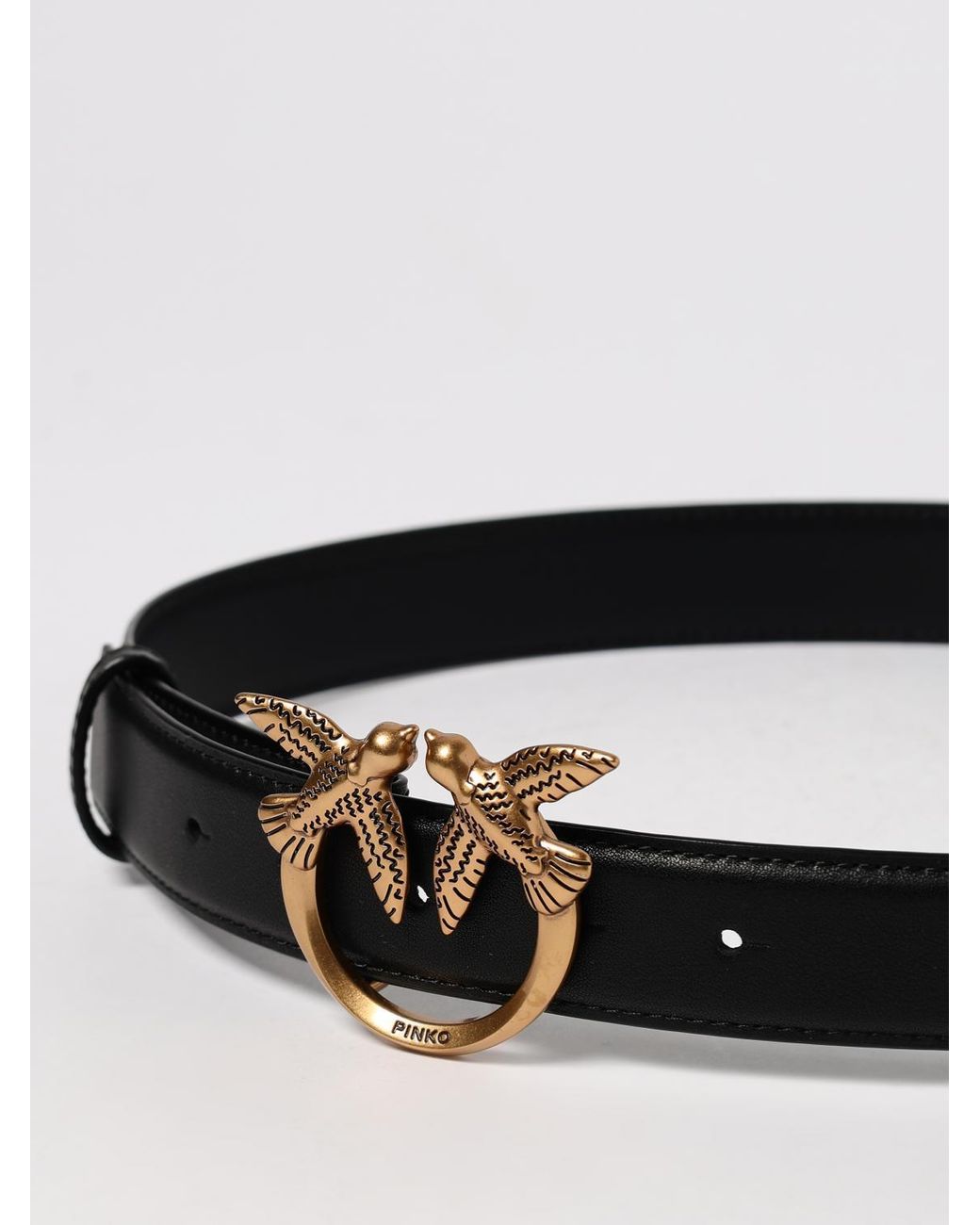 Pinko White Love Berry Leather Belt