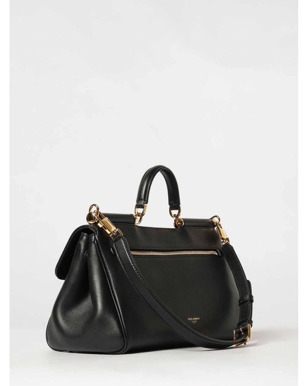 Dolce & Gabbana Black Dolce &Amp Gabbana My Sicily Leather Handbag With Padlock And Shoulder Strap
