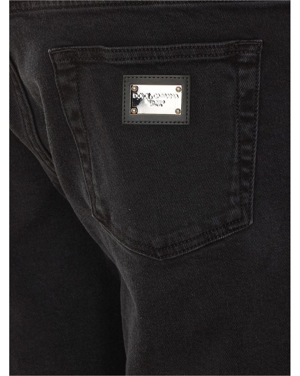 Dolce & Gabbana Blue Dolce &Amp Gabbana Slim Fit Stretch Denim Jeans With Logo Plaque On The Back for men