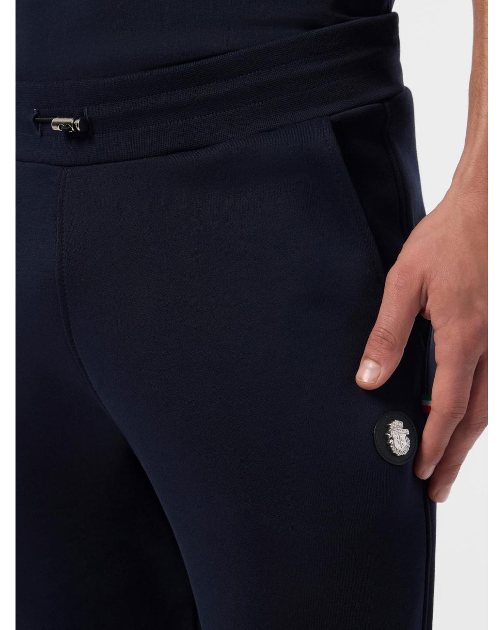 Billionaire Blue Cotton Jogging Trousers With Drawstring Waist And Slant Pockets for men