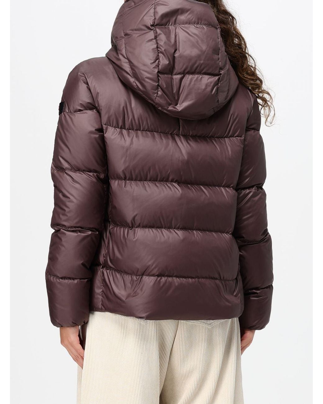 Peuterey Brown Short Quilted Nylon Puffer Jacket With A Hood And Water-Repellent Finish