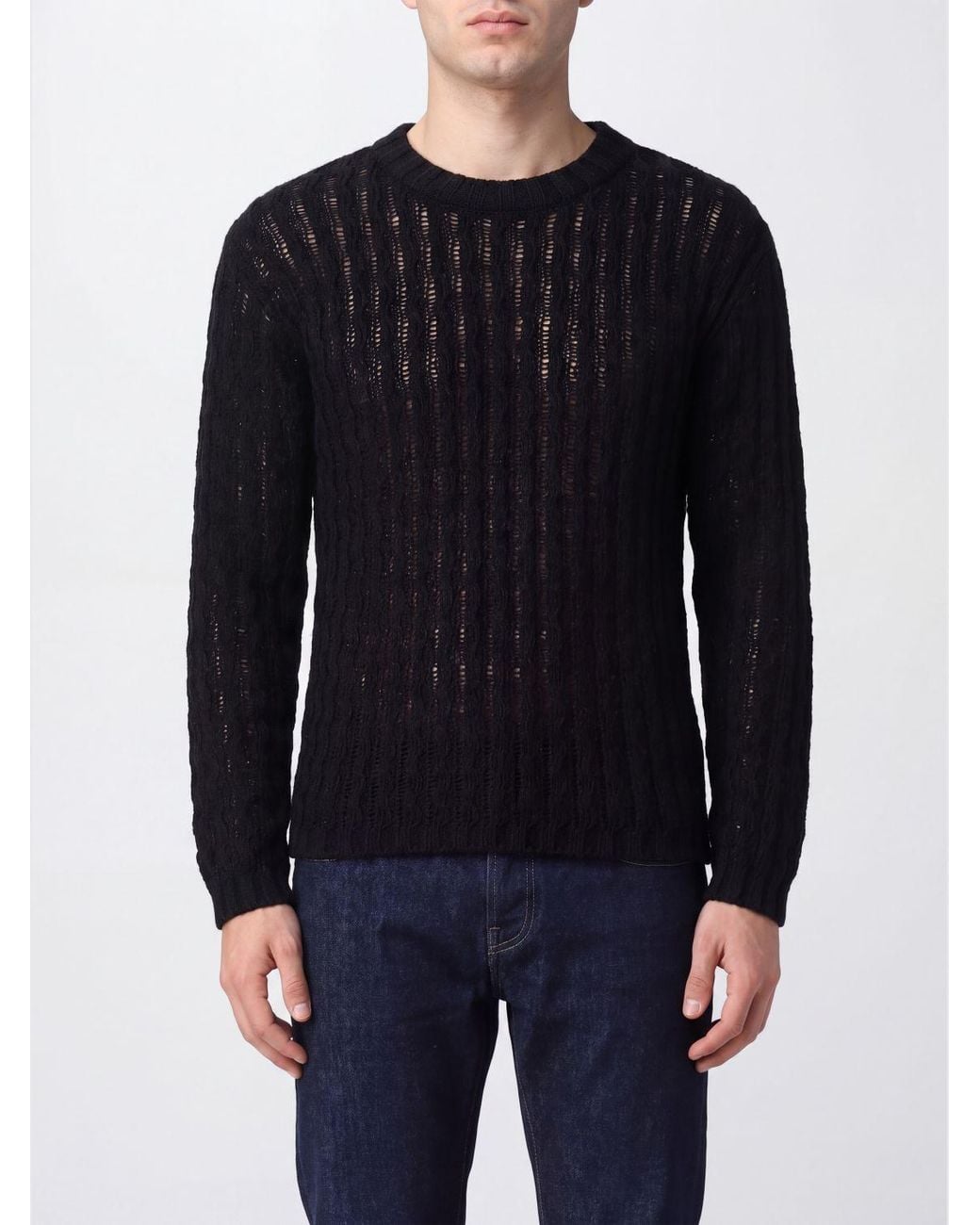Ann Demeulemeester Blue Slim-Fit Open-Knit Cotton Crewneck Jumper for men