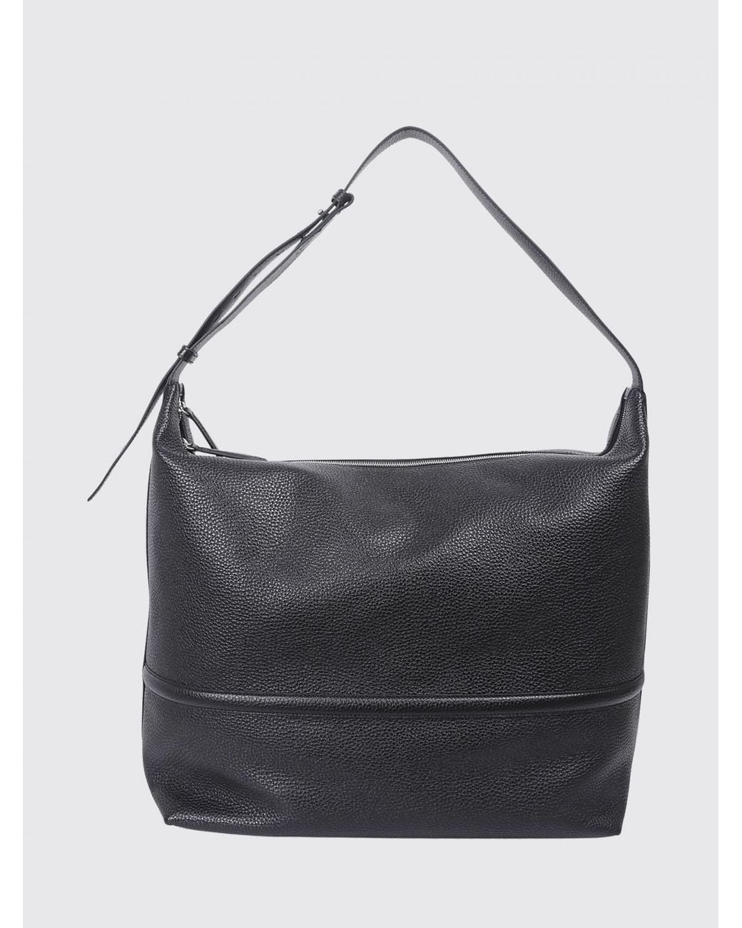 Dries Van Noten Blue Grained Calfskin Leather Shoulder Bag With Zip Closure for men