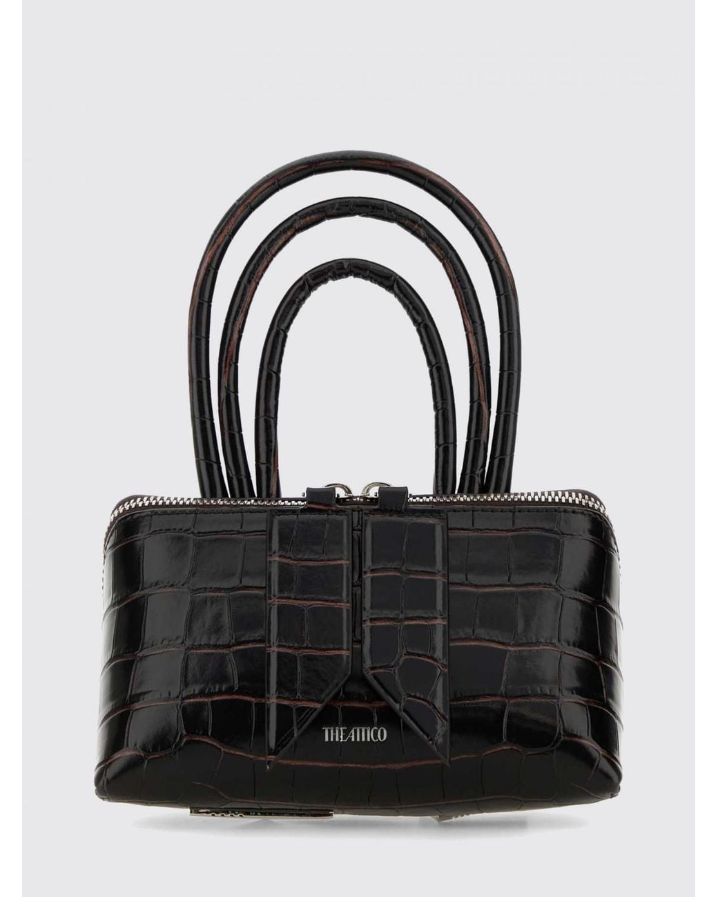 The Attico Black Mini Friday Crocodile Print Leather Bag