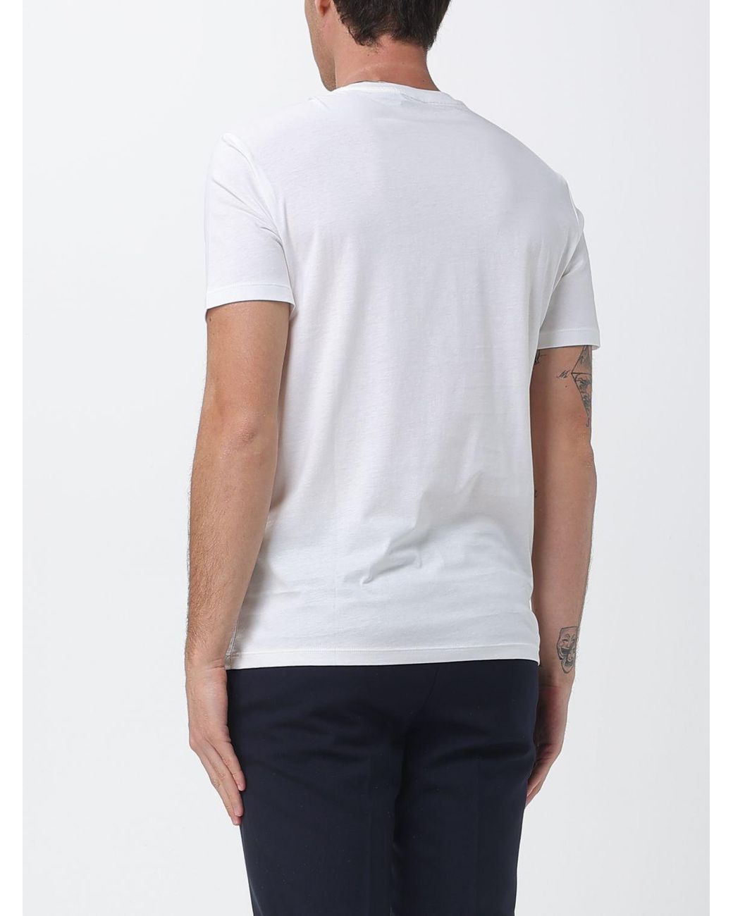 ARMANI EXCHANGE White Cotton T-Shirt With Logo for men