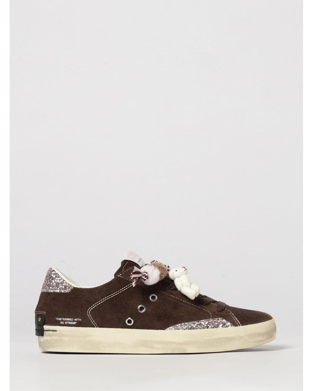 Crime London Brown Distressed Bicolor Low-Top Sneakers