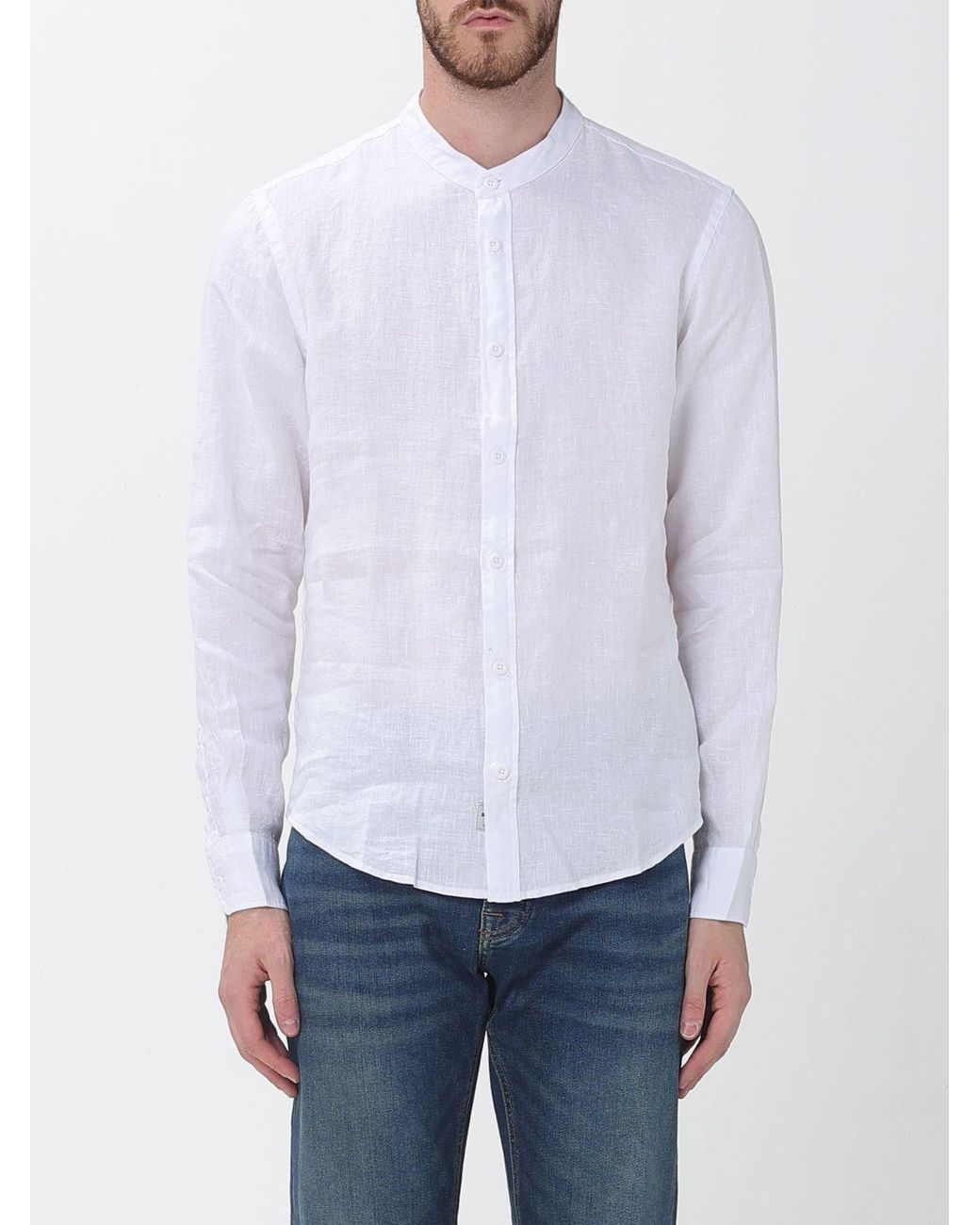 Blauer White Linen Casual Shirt for men