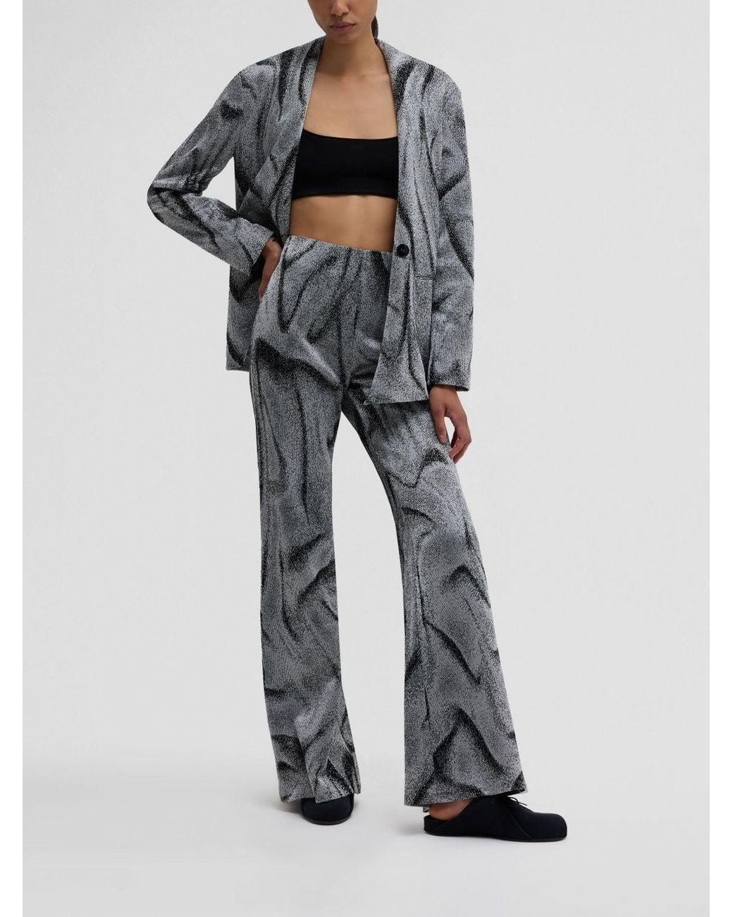 MACCAPANI Gray Easy Flared Trousers