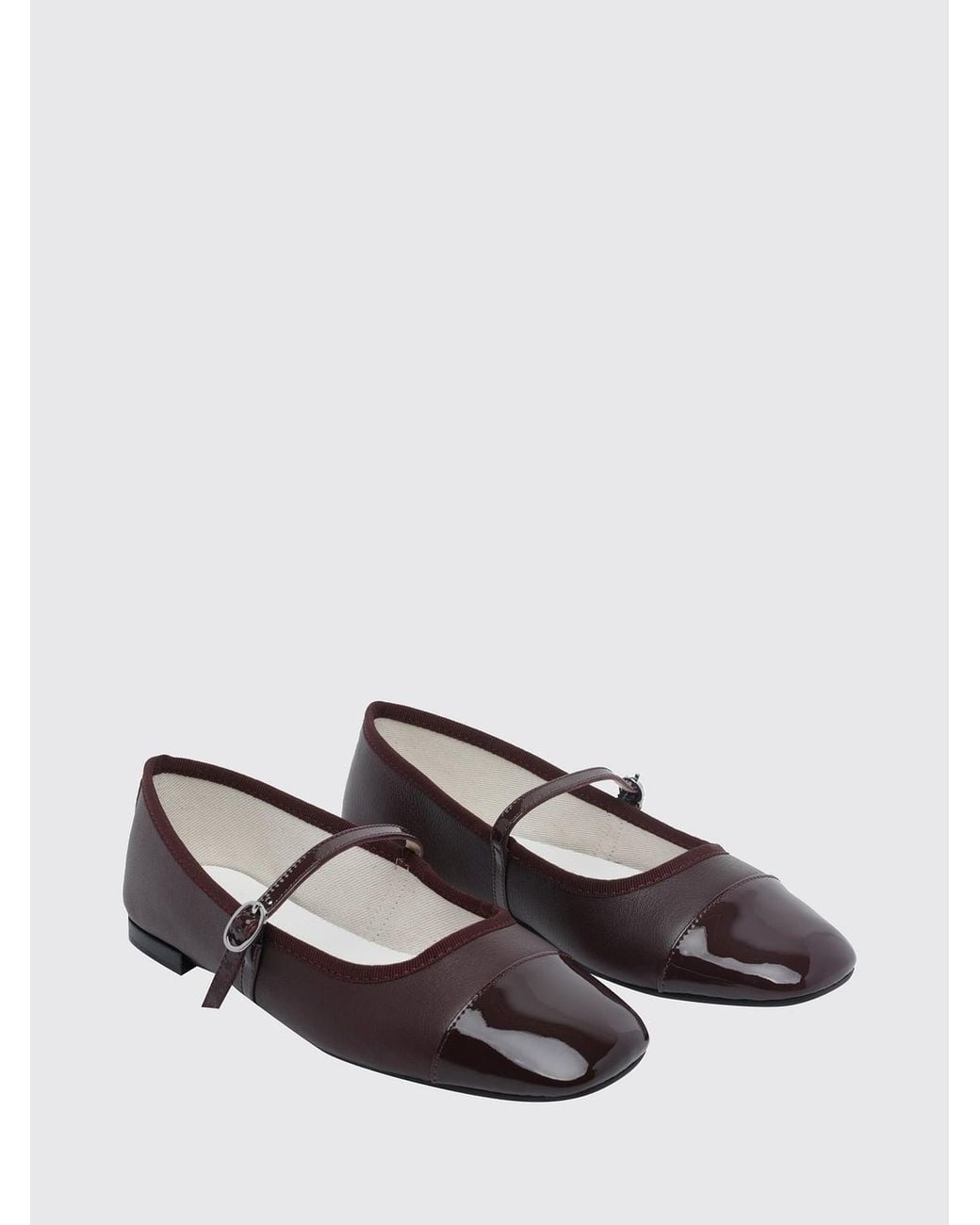 Repetto White Georgiana Calf Leather Mary Jane Flats With Patent Toe