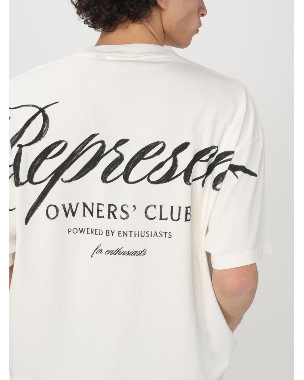 Represent White Cotton T-Shirt With Logo for men