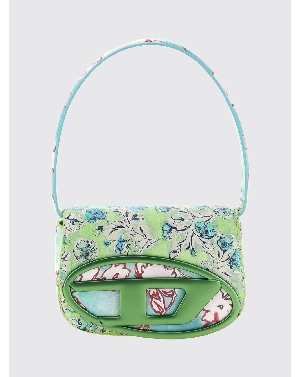 DIESEL Green 1Dr Floral Print Shoulder Bag With Oval D Logo