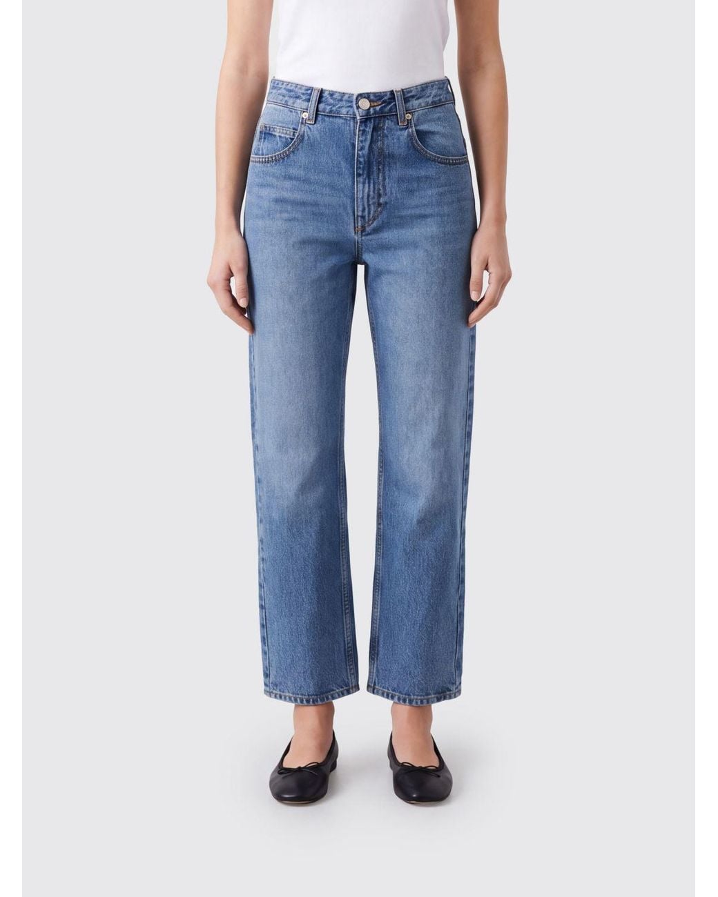 Isabel Marant Blue Dakota Mid-Rise Cropped Denim Jeans
