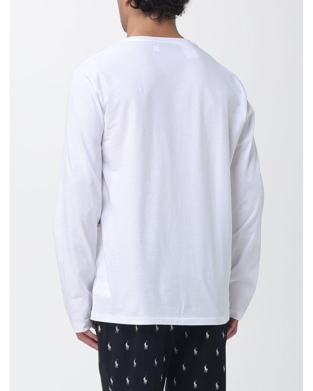 Polo Ralph Lauren White Long-Sleeved Cotton T-Shirt With Pony Logo Embroidery for men