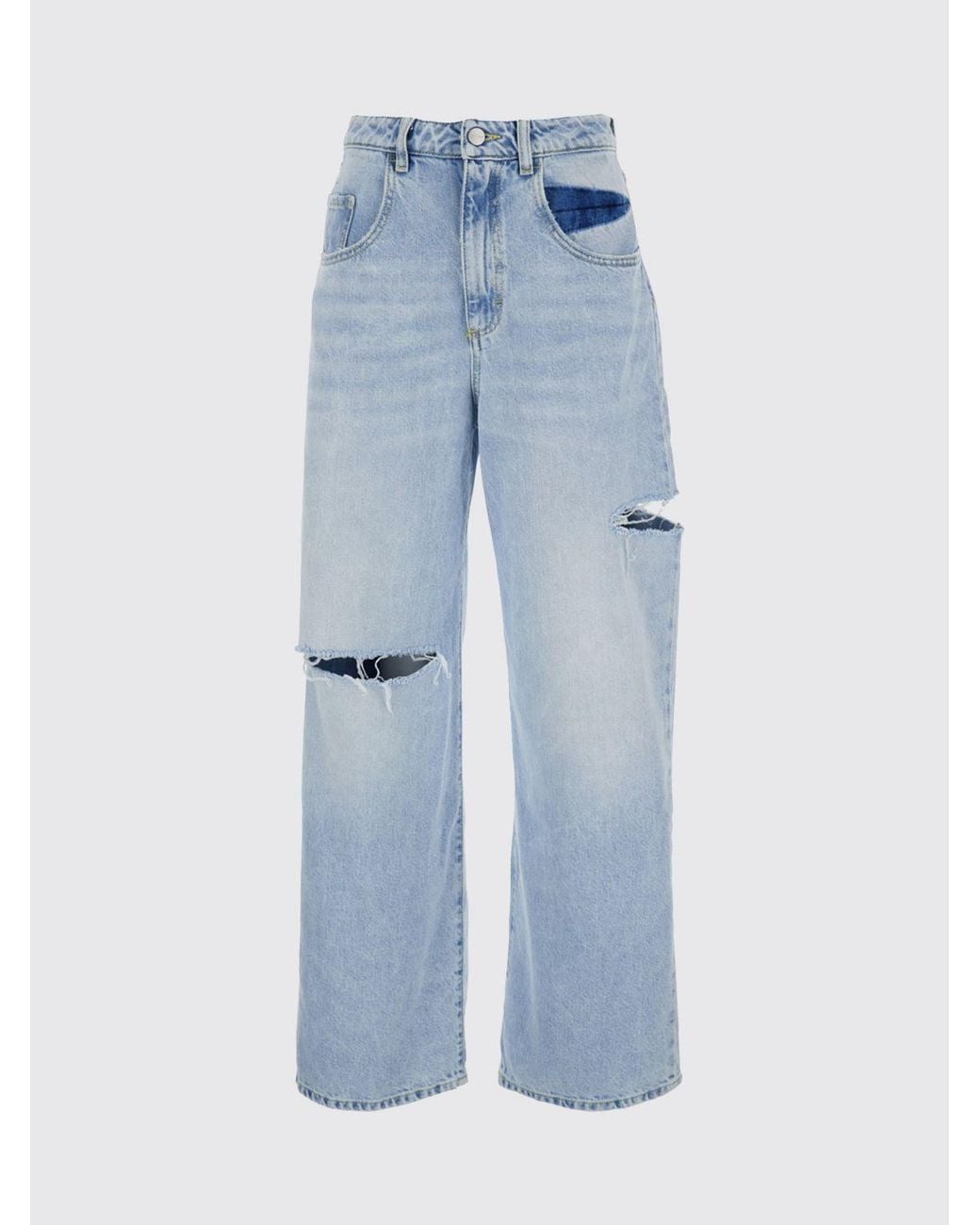 ICON DENIM Blue Poppy High-Waisted Wide Leg Jeans With Cut-Out Details