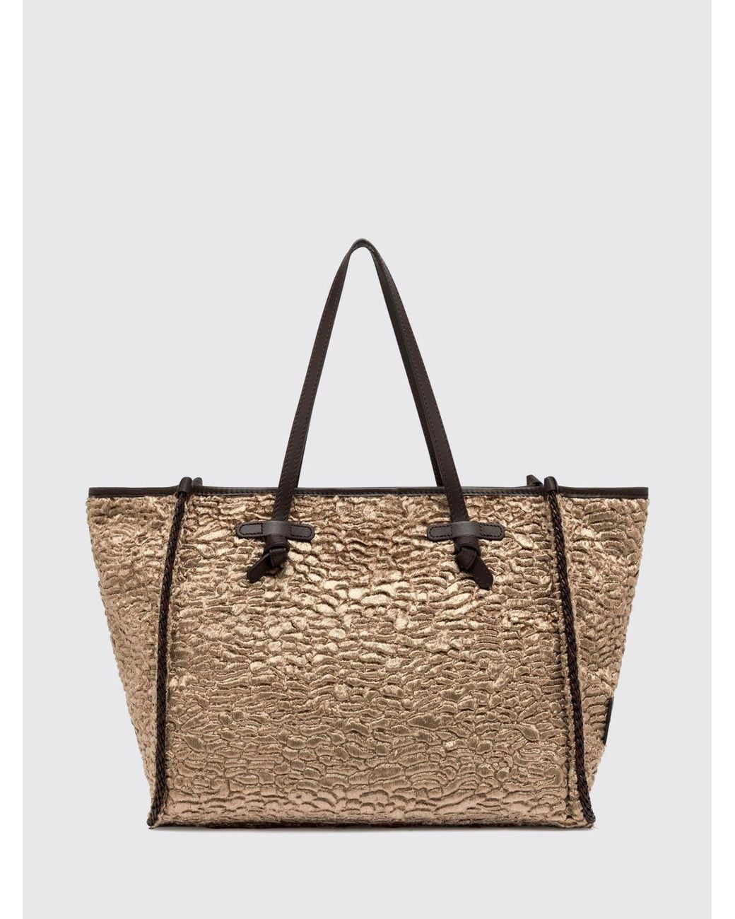 Gianni Chiarini Natural Marcella Cotton Blend Shoulder Bag With Leather Handles