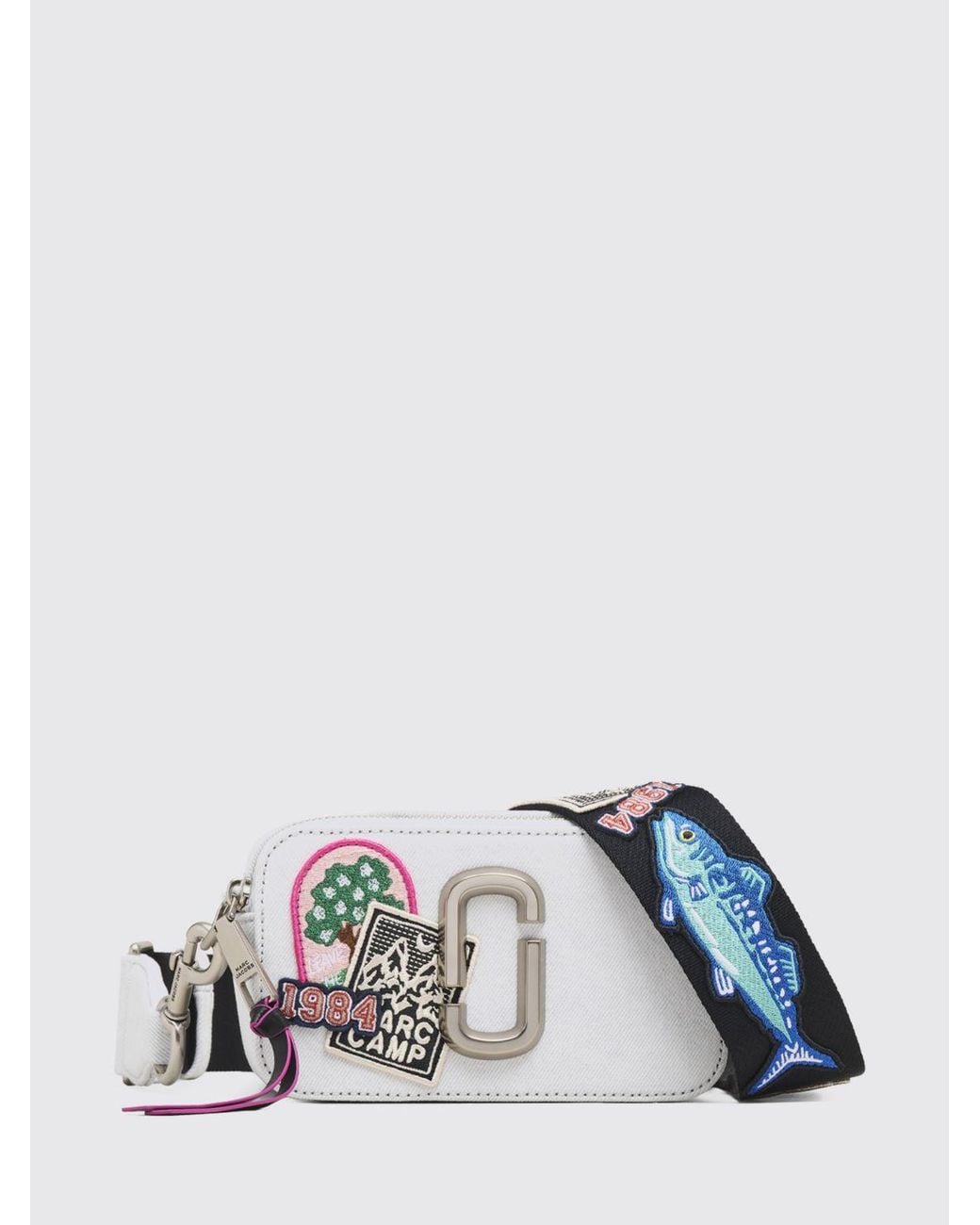 Marc Jacobs White The Snapshot Mini Twill Crossbody Bag With Double J Logo