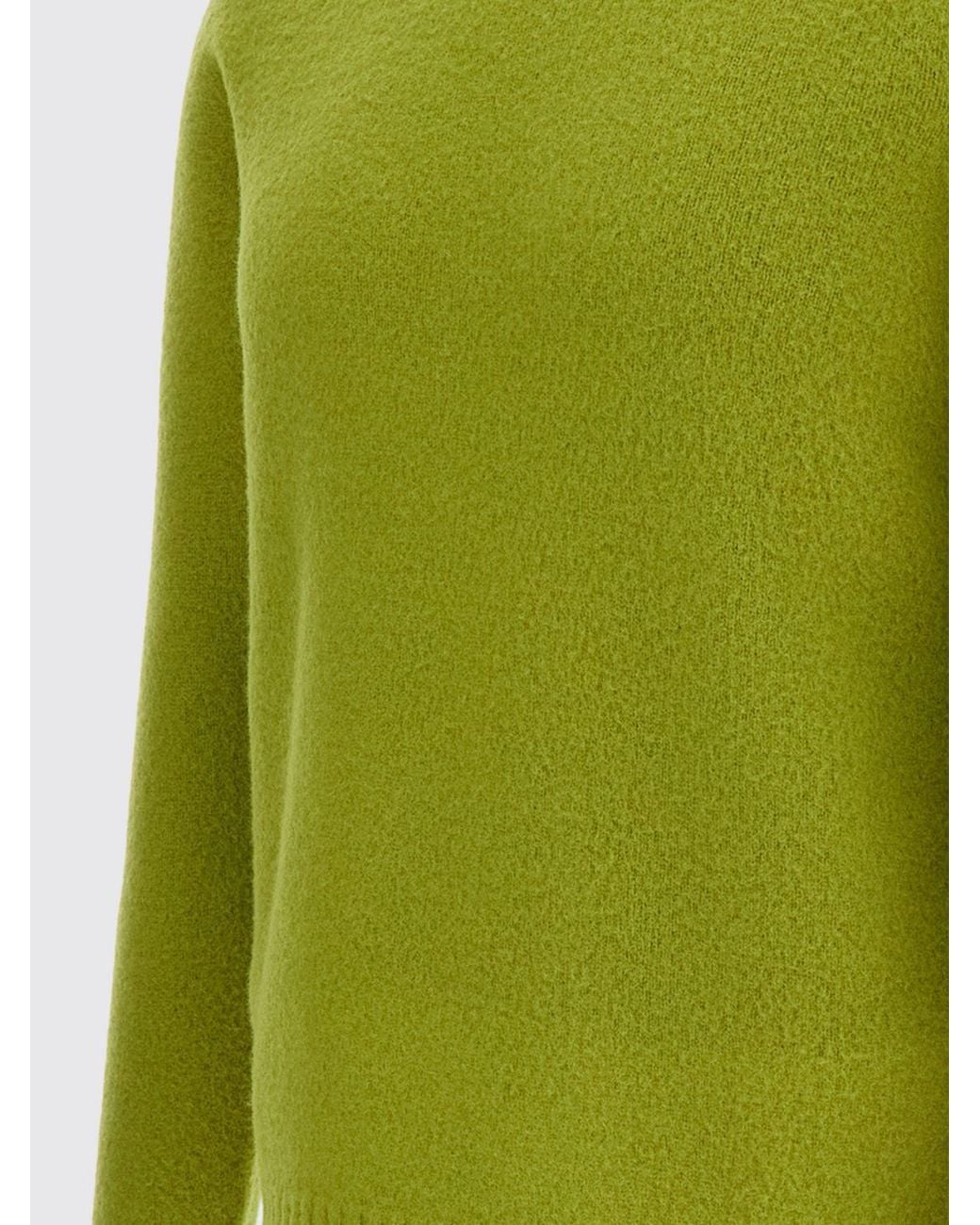 Drumohr Green Crew-Neck Lambswool Jumper With Ribbed Trim for men