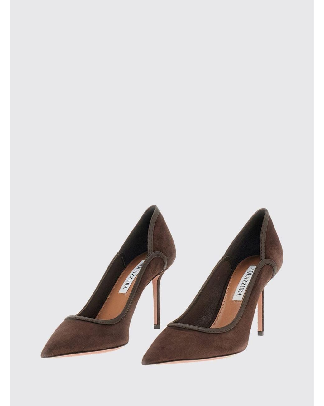 Aquazzura Brown Plush Suede Pumps With High Stiletto Heel