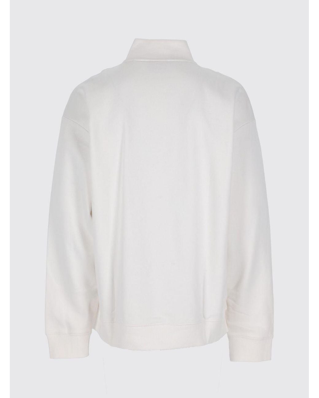 HUGO White Cotton High-Neck Half-Zip Sweatshirt With Contrast Logo for men