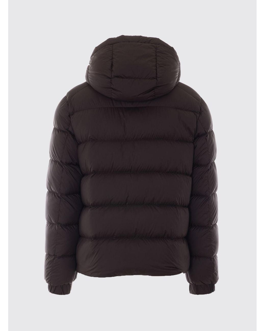 Add Blue Quilted Polyester Short Down Jacket With Hood And Metal Zip for men