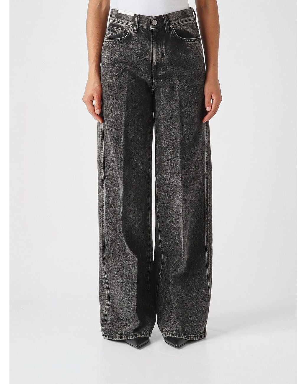 PT Torino Black Mid-Rise Wide-Leg Cotton Denim Jeans