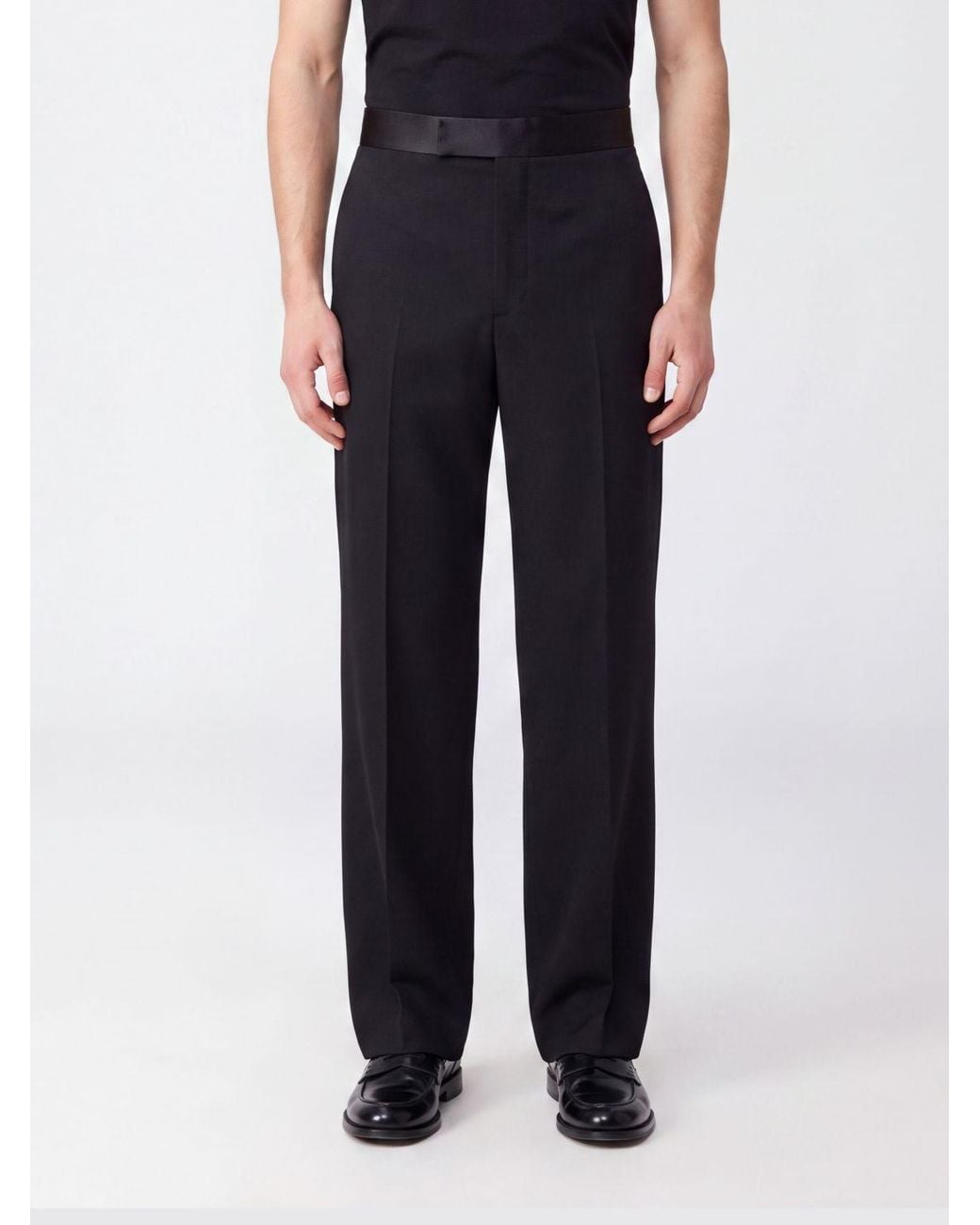 Giorgio Armani Black High-Waisted Tailored Wool Trousers for men