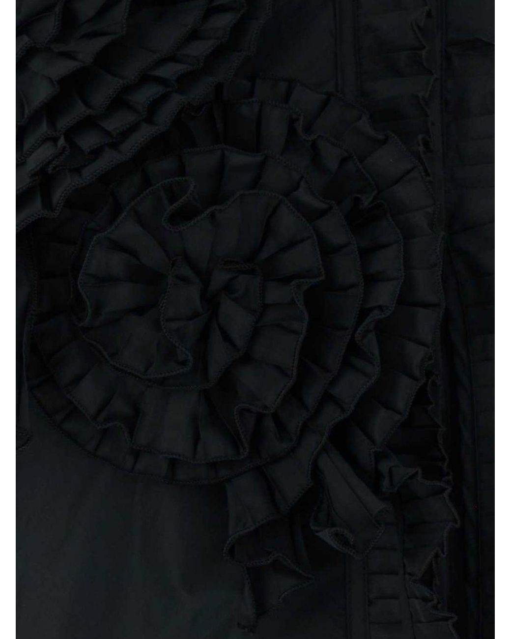 Blumarine Black Cotton Poplin Shirt With Flower Appliqué