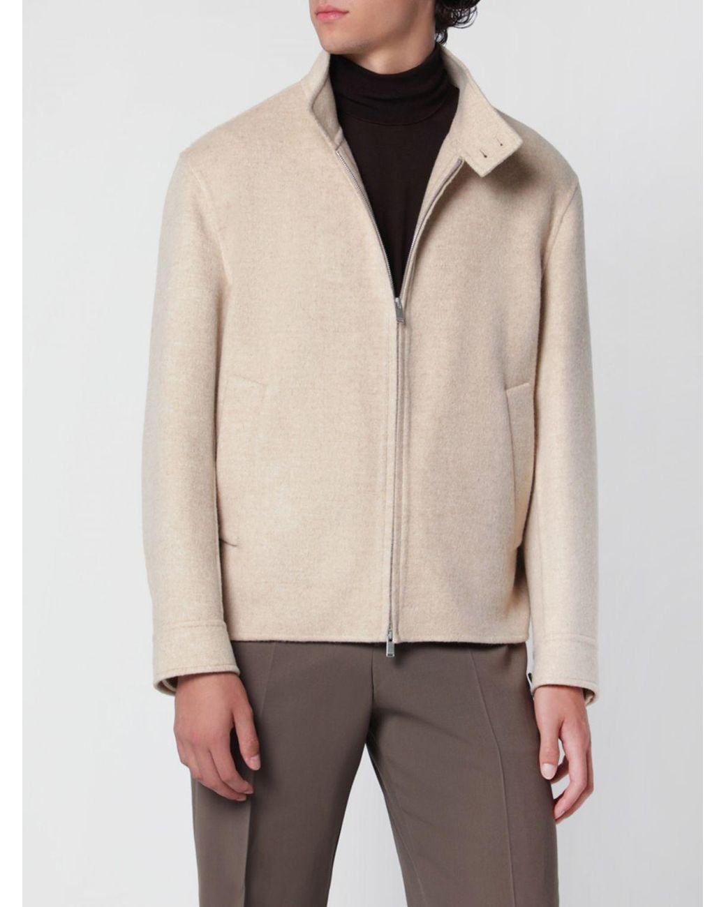 Lardini Natural Single-Breasted Short Coat for men