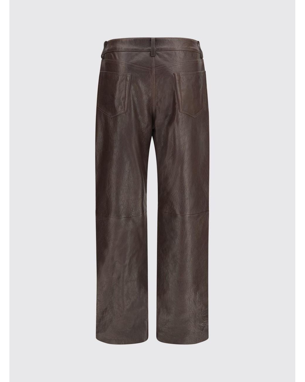 Magda Butrym Brown High-Waisted Smooth Leather Straight Trousers