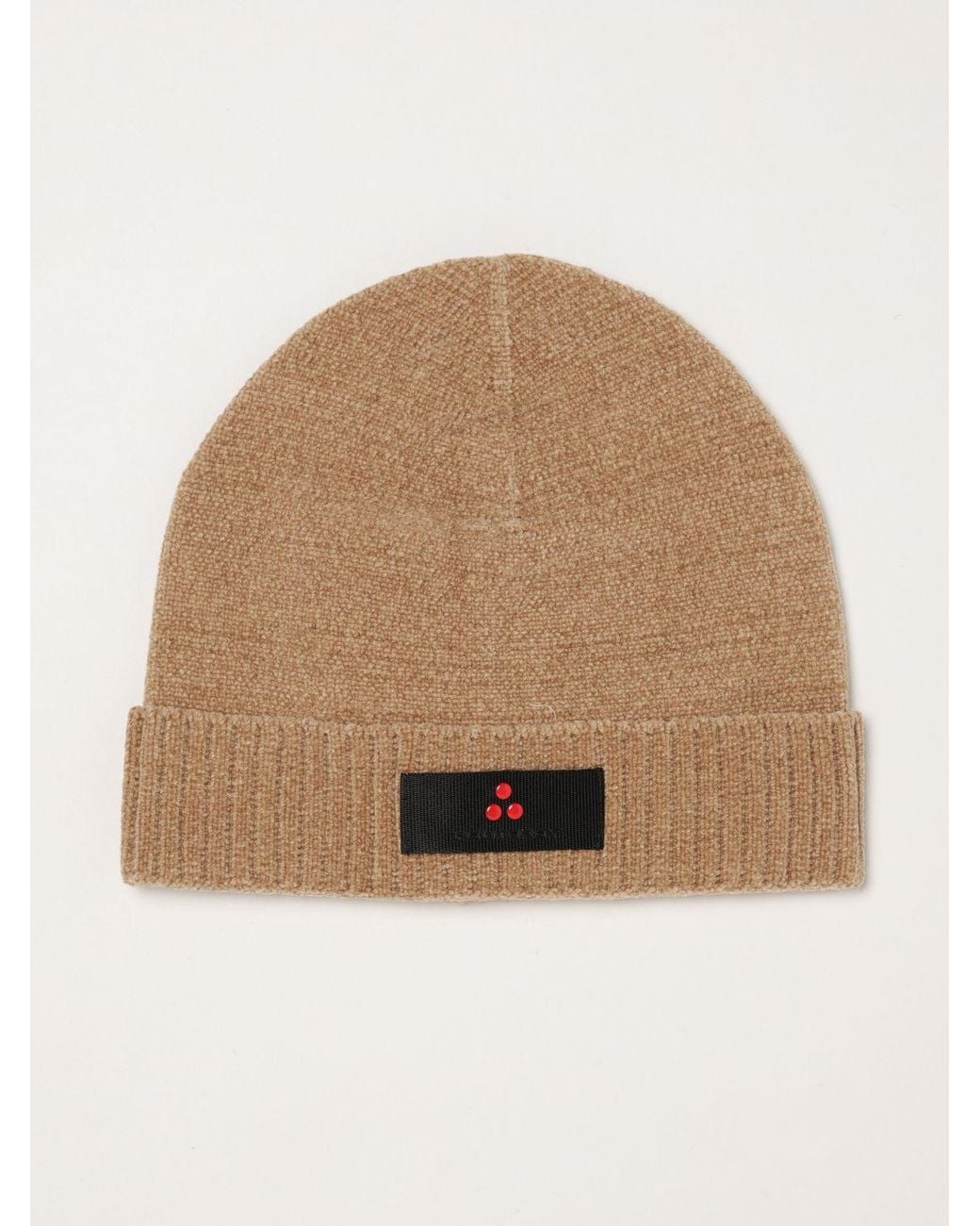 Peuterey Natural Technical Fabric Beanie With Cuff And Logo Application for men