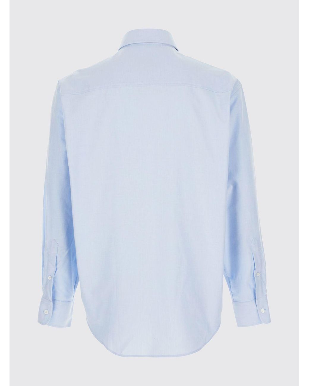 AMI Blue Relaxed Fit Cotton Shirt With Button-Down Collar And Embroidered Logo for men