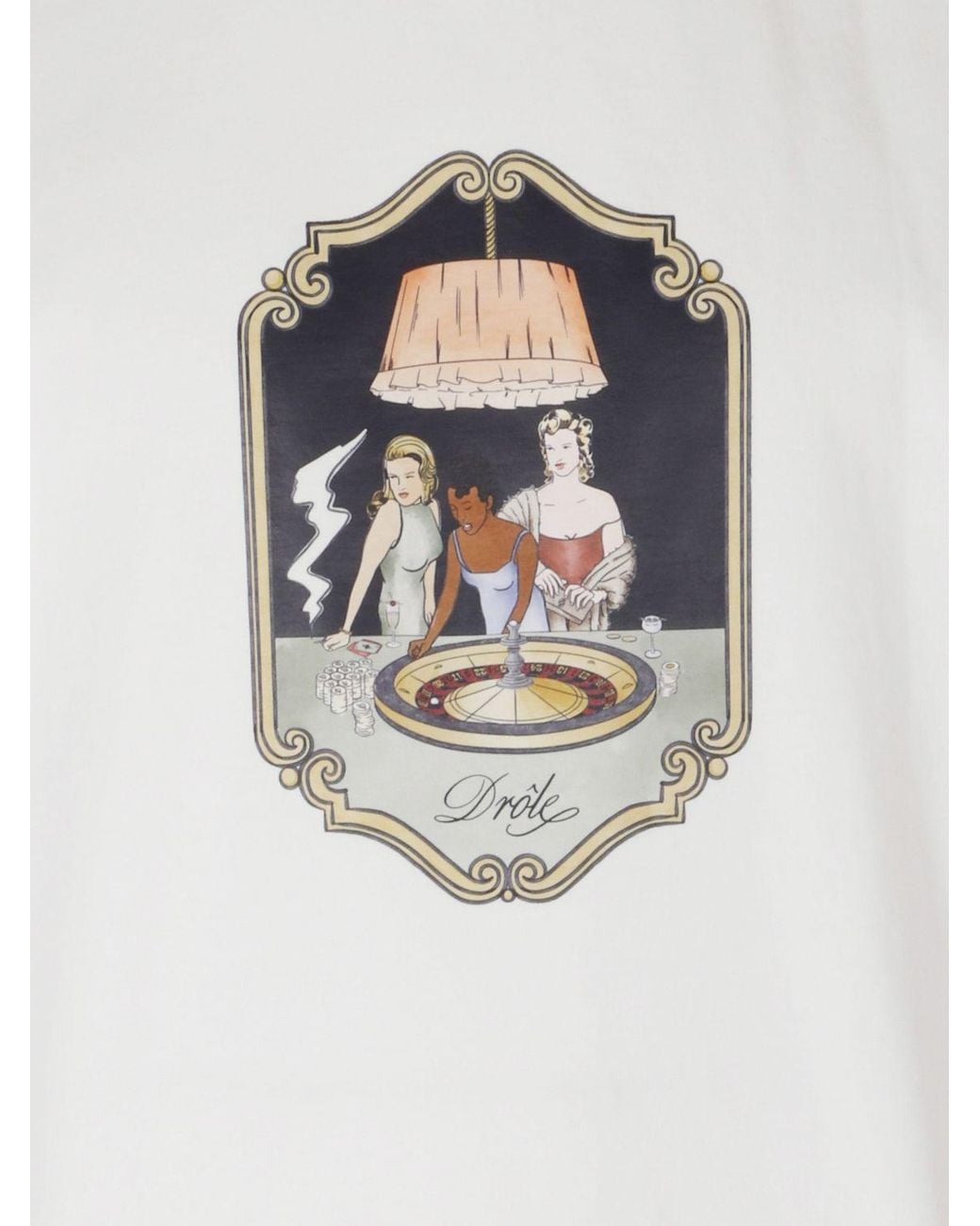 Drole de Monsieur White Graphic Print Pure Cotton T-Shirt With Logo Detail for men