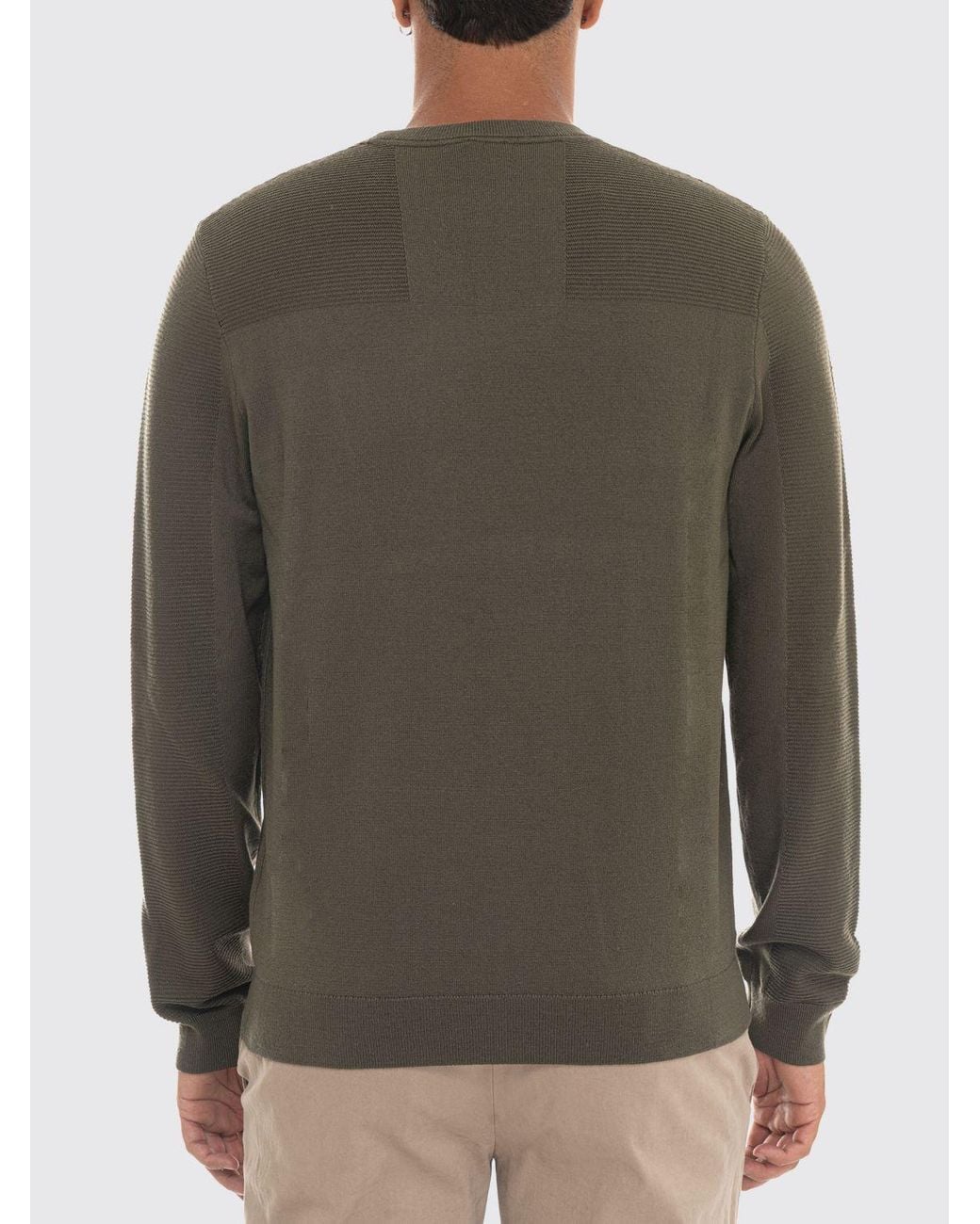 Boss Green Wool Blend Crew Neck Jumper With Tone-On-Tone Logo And Ribbed Trims for men