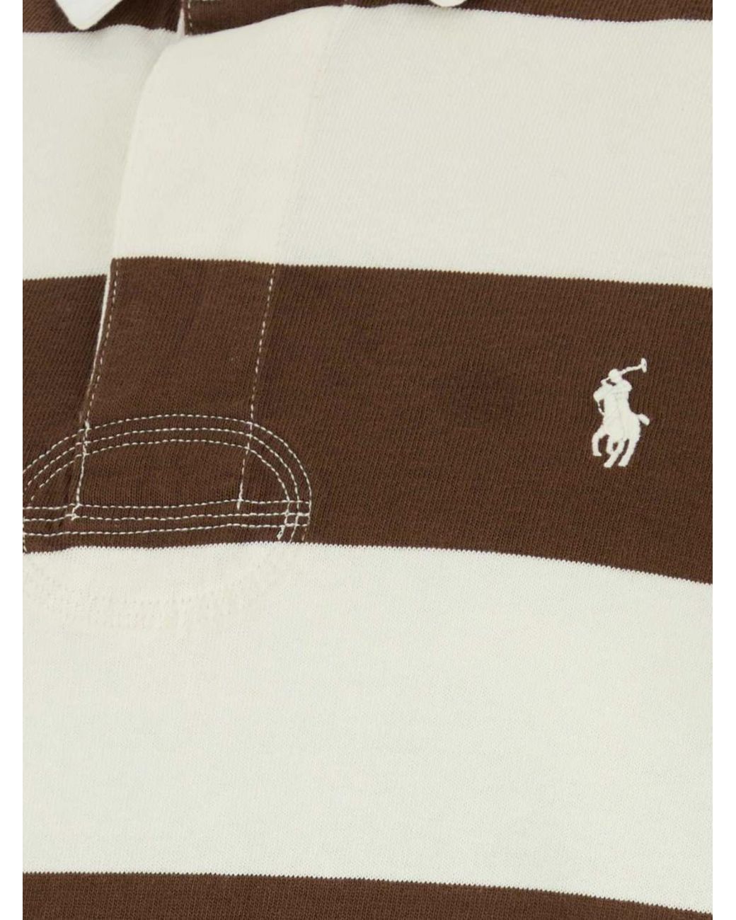 Polo Ralph Lauren White Striped Cotton Long-Sleeve Polo With Pony Logo for men