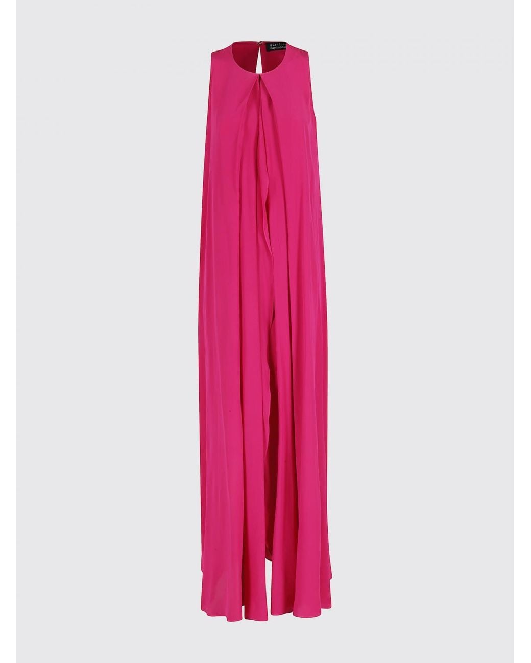 Gianluca Capannolo Pink Off-The-Shoulder Pure Silk Midi Tunic