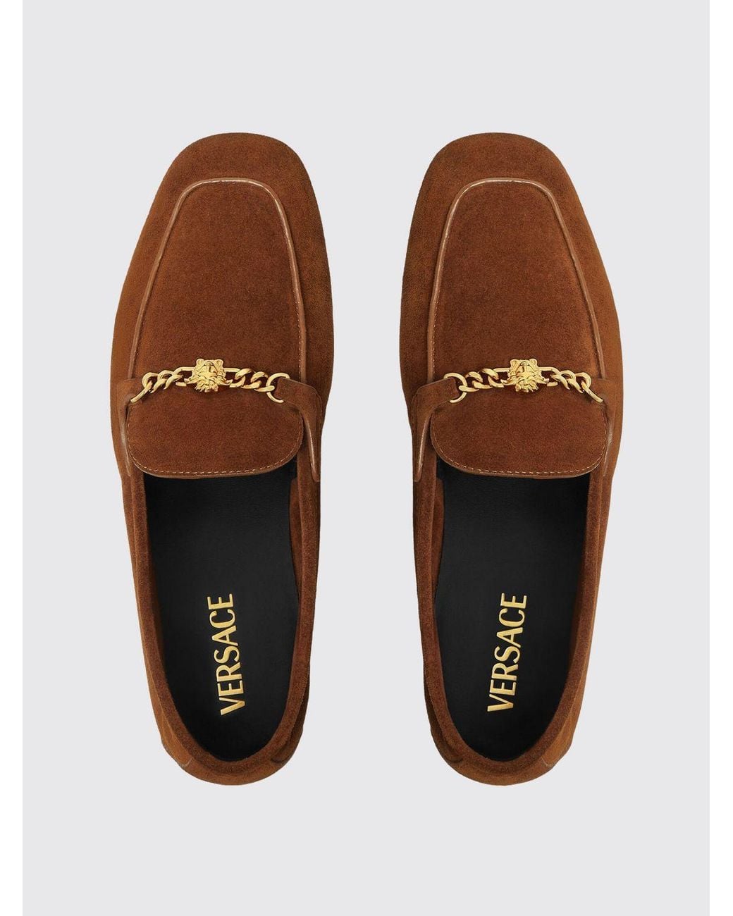 Versace Brown Wildleder-Loafer Mit Medusa-Morsetto