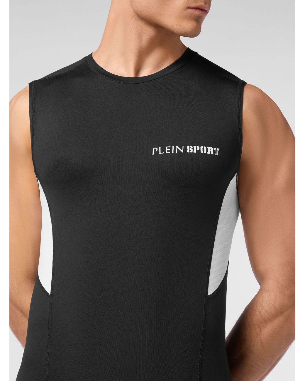 Philipp Plein Black Slim Fit Cotton Tank Top With Contrast Logo for men