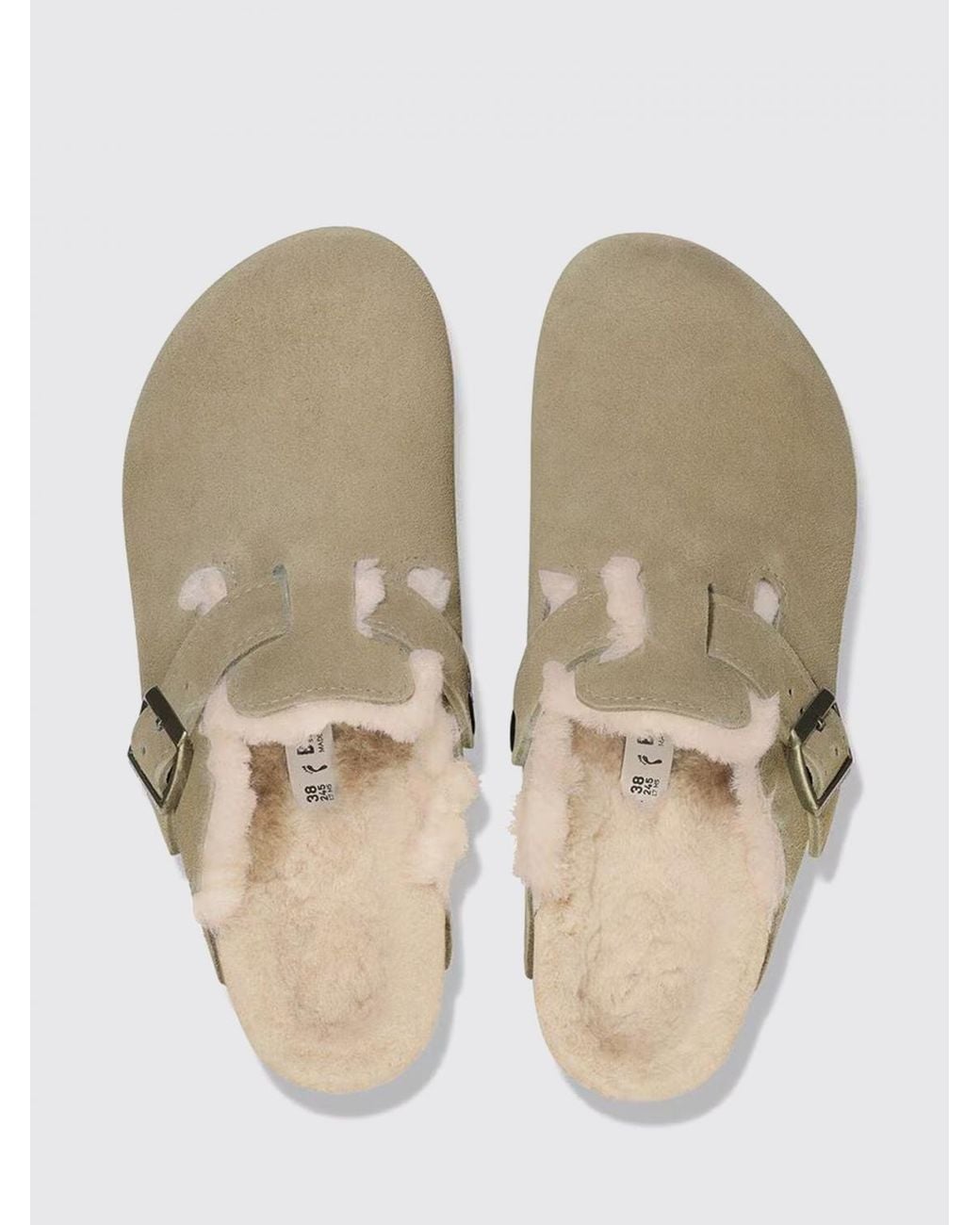 Birkenstock White Boston Suede Mules With Shearling Lining And A Round Toe for men