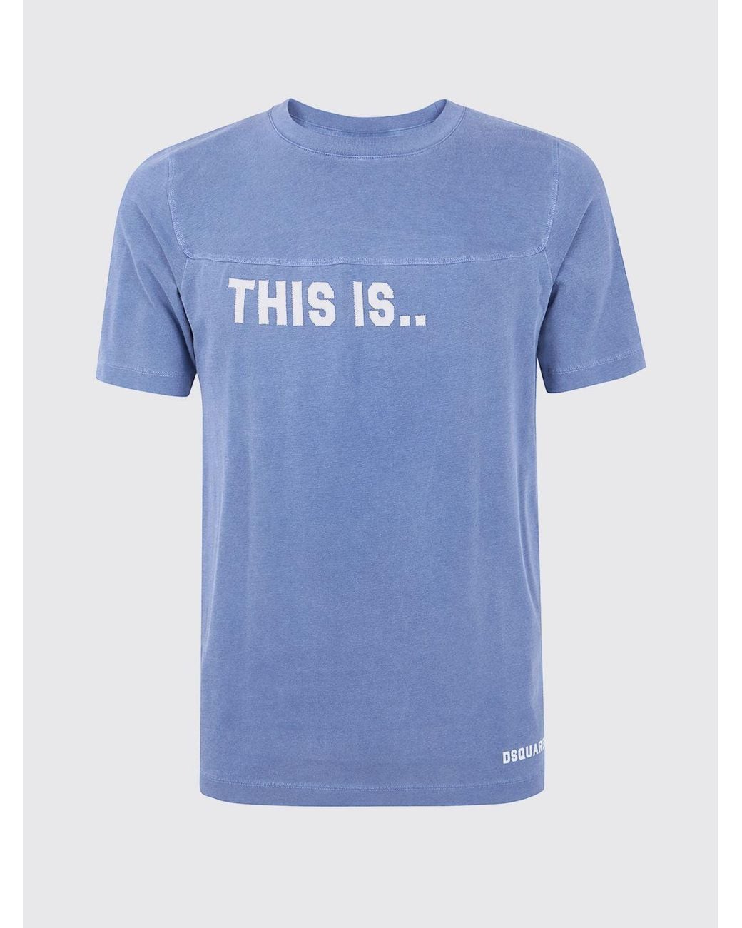 DSquared² Blue Cotton T-Shirt With Slogan Print for men