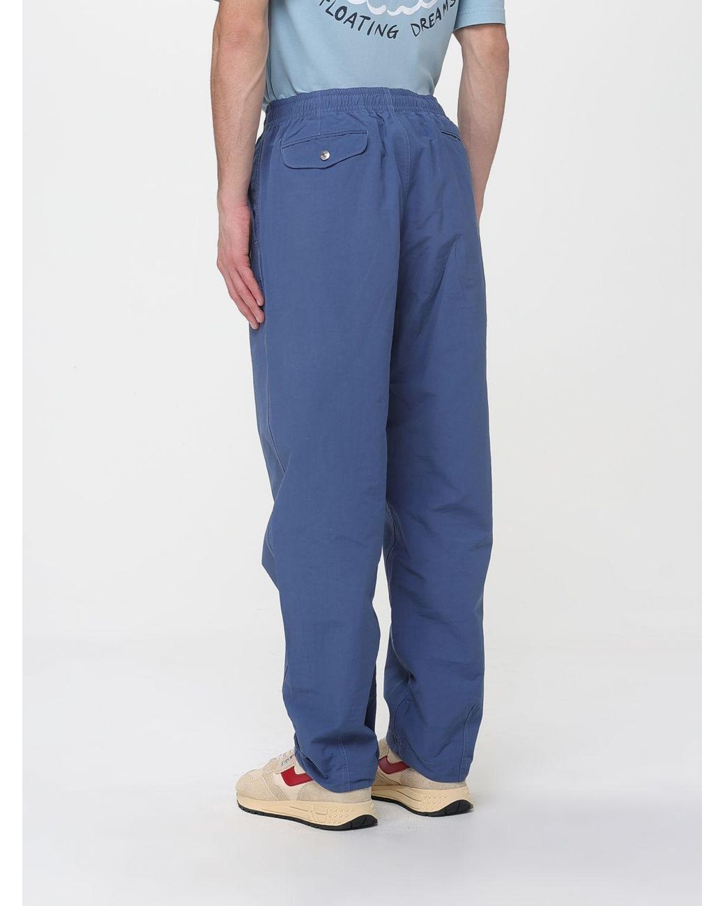 Autry Blue Stretch Technical Fabric Baggy Pants for men